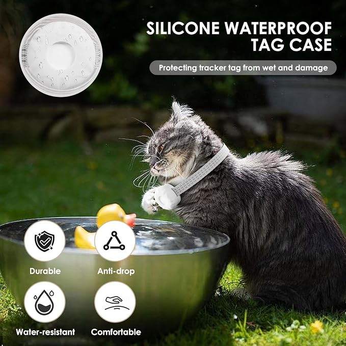 Cat Tracker with Cat Tracker Collar, Mini GPS Tracker, Pet Trackers, No Subscription, Anti-Lost Trackers, Finder Tag for Vehicles, Pets, Kids, White