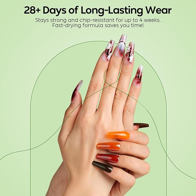 Luxbon 6 pcs Jelly Gel Nail Polish Set - Fall Color Set Long Lasting Autumn Gel Polish, uv led Soak Off Nail Art Designs Manicure Kit 020