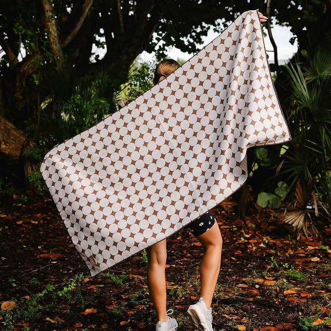 Sprints Athletic Running Towel, Full-Sized, Car Seat Cover - Performance Microfiber (Kaleidoscope Cream w/Snaps)
