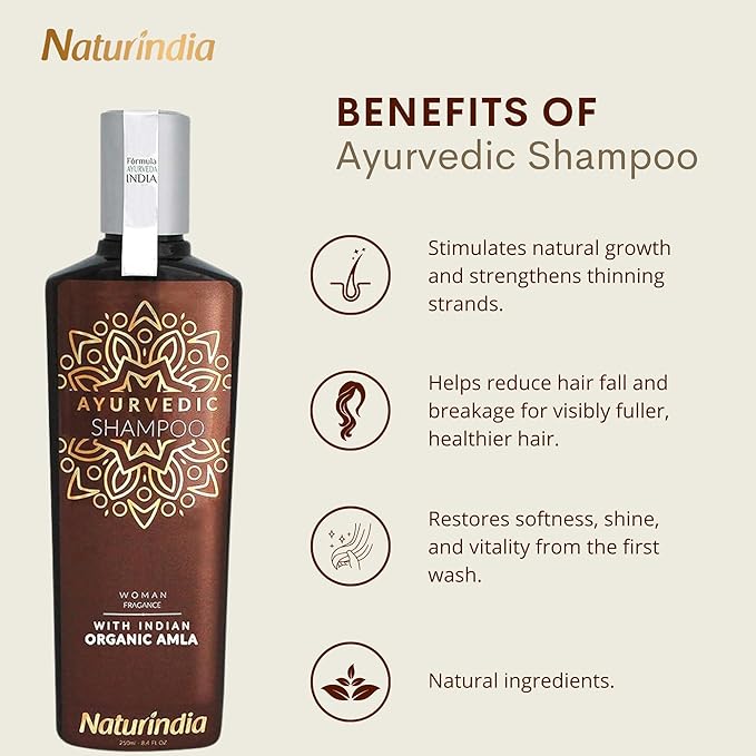 Ayurvedic Amla Hair Growth Shampoo – Organic Indian Formula Sulfate & Paraben Free For Hair loss and Thinning - Natural Vitamin C and B-Complex for Women