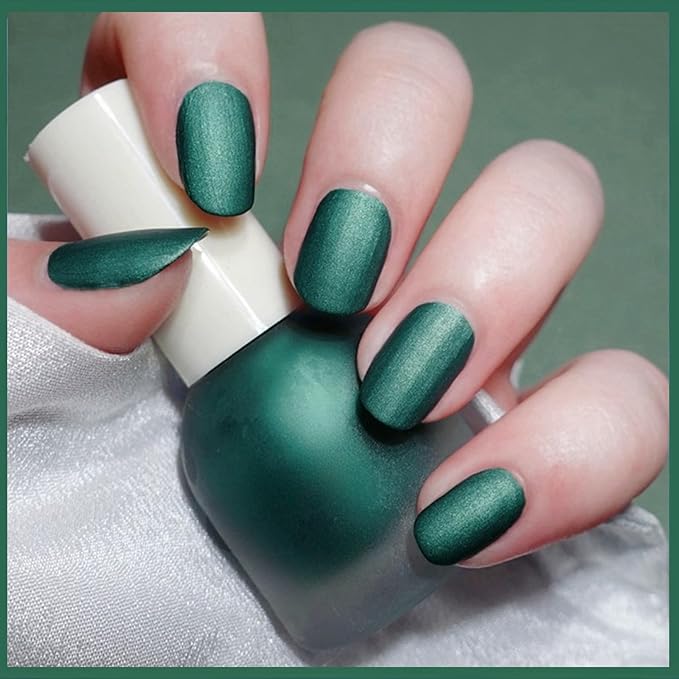 Velvet Emerald Matte Green Nail Polish - Quick Dry, Shimmery Forest