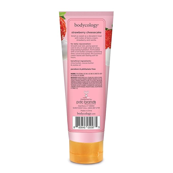 Bodycology Shea Butter Body Cream, Strawberry Cheesecake, 8 oz (Pack of 2)