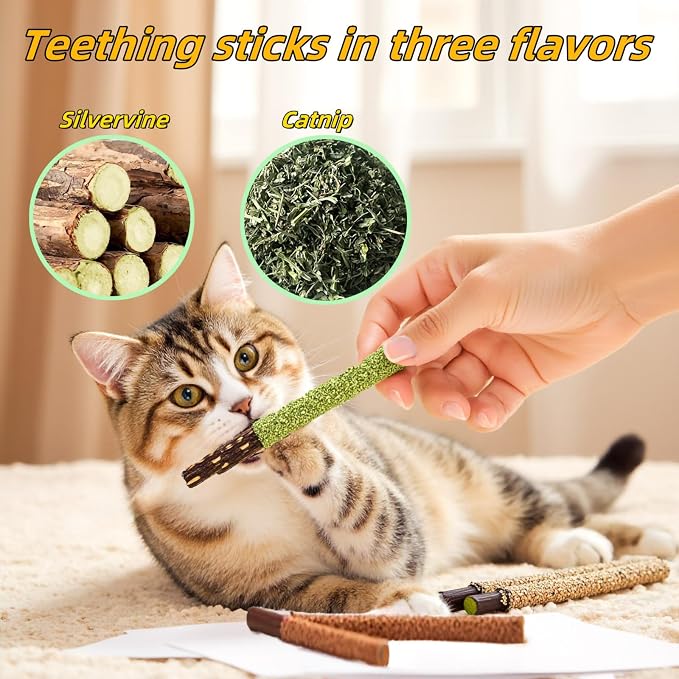 21 Pack Silvervine Cat Chew Sticks - Natural Kitten Toy for Cats