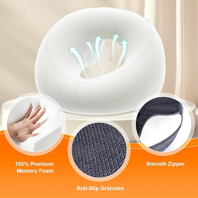 Face Down Pillow, Massage Headrest for Bed, Massage Face Cradle for Bed, BBL Pillow After Surgery Post Eye Surgery (Grey)