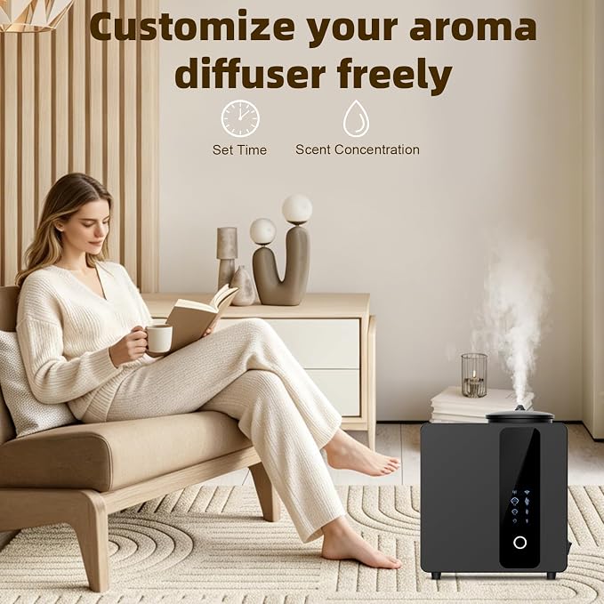 2026 Upgraded HVAC Scent Diffuser Machine Cover 4500 Sq.Ft with Wi-Fi Control for Large Room, Scent Air Machine for Home, Waterless Cold Air Aromatherapy Essential Oil Diffuser for Hotel,Office-Black