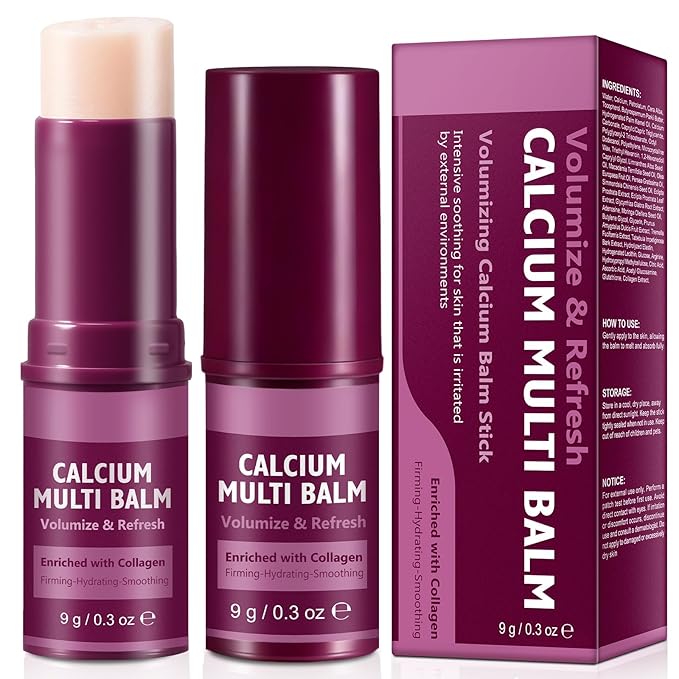 2PCS Calcium Multi Balm, All-in-One Calcium Volume Multi Balm, Collagen Moisturing Stick, Anti-aging, Hydrating, Firming Skin, Suitable for Eyes, Neck & Face