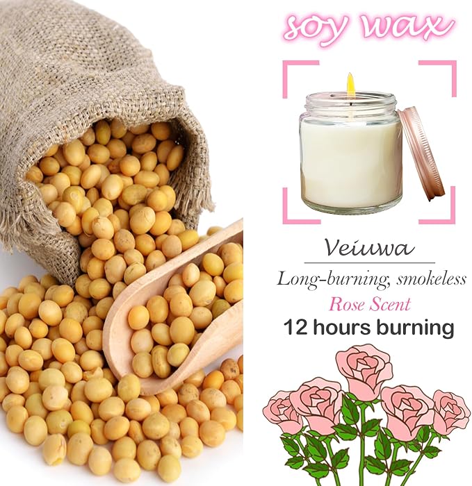 24 Pcs 4 Oz Mini White Soy Candles,Rose Scented Candles Set,Bulk Aromatherapy Candle,Great Stress Relieving Scented Candle for Girls as a Gift for Birthdays, Weddings and More!