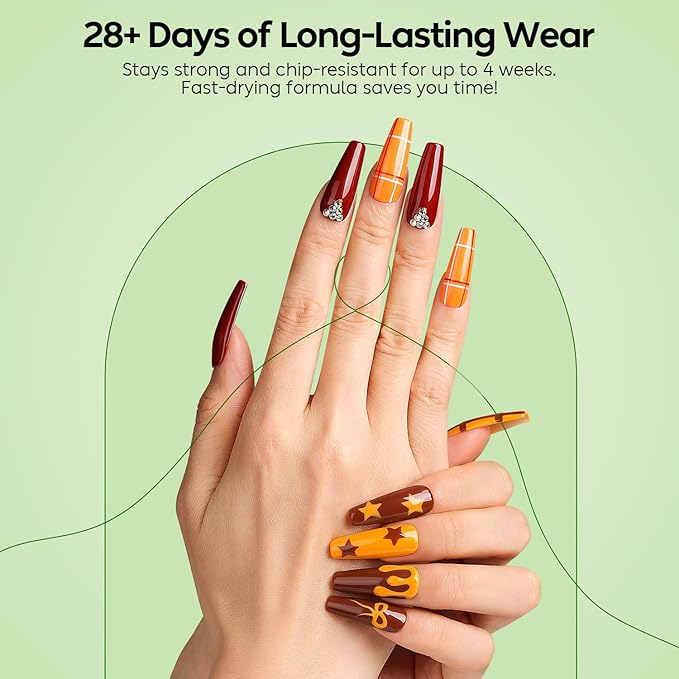 Luxbon 6 pcs Gel Nail Polish Set - Fall Color Set Long Lasting Autumn Gel Polish, uv led Soak Off Nail Art Designs Manicure Kit 028