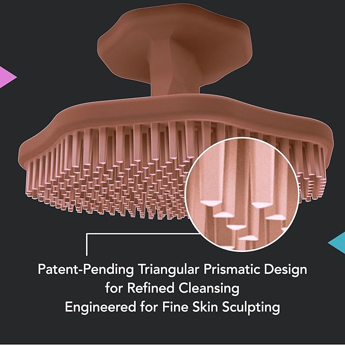 Fen Face Scrubber, Triangular Soft Bristle Silicone Facial Cleansing Brush | Manual Exfoliator for Deep Pore Wash and Cleaning | Food-Grade, Waterproof Skin Care Tool for Men, Women, All Skin Types