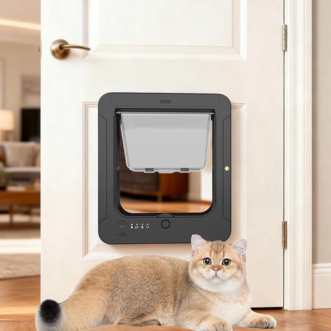 Pet Door Smart 4-Way Locking Pet Door with Remote Control and 2 Sensor