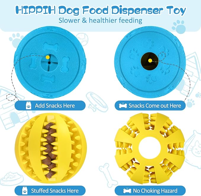 HIPPIH Dog Puzzle Toy 2 Pack, Interactive Dog Toys for Treat Dispensing