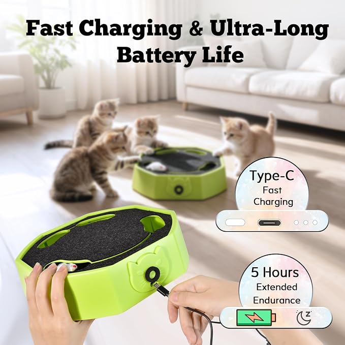 Automatic Cat Toy, Rechargeable Interactive Cat Toy with 4 Modes & Sounds