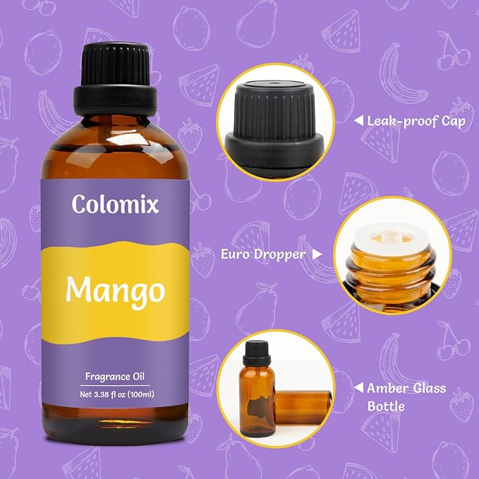 Premium 100ml Mango Fragrance Oil – Natural and Long-Lasting Scent for Candle Scents Oil, Diffusers for Home| Delightful Scent Essential Oil for Aroma, Soap Making & More, Gift Scented Oils