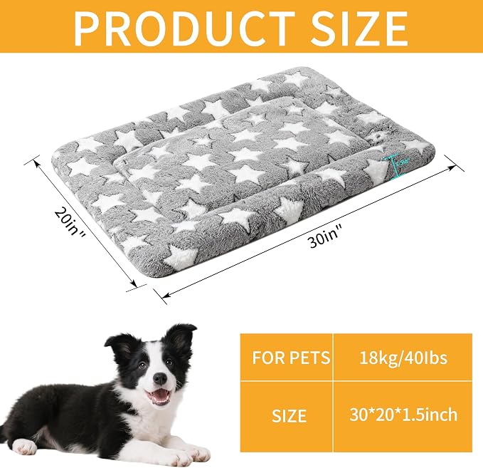 Dog Bed Mat, Reversible Crate Pads for Small/Medium/Large Dogs & Cats Sleeping, Portable & Soft, Dog Beds Crate Pad (Grey, M(30"*20"*1.5"))