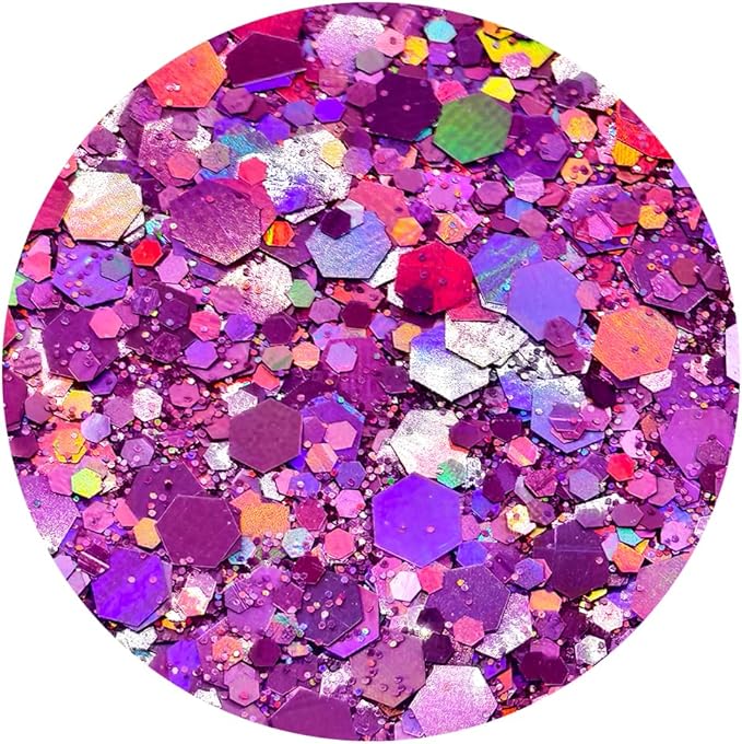 Electric Bliss Beauty - Ultra Pink Holographic Craft & Beauty Glitter - 2oz/56g - 24 Colors - Cosmetic Grade - Easy-Pour Shaker Jar with Dual-Flip Cap