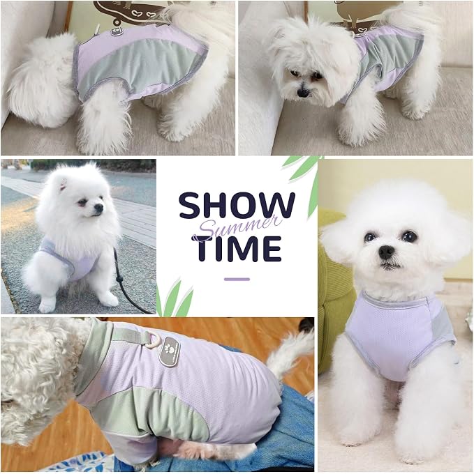 Dog Cooling Vest with D-Ring Dog Tshirt Sun Protection Small Puppy Clothes for Girls Boys Stretchy Shirts for Dogs Lightweight Breathable Shirt French Bulldog Frenchie Dachshund Clothes