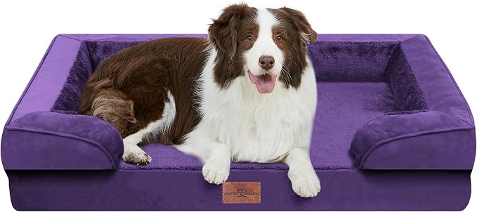 Comfort Expression Waterproof Orthopedic Dog Beds for Large Sized Dog | Supportive Egg Crate Foam Large Pet Bed with Removable Bolster, Dog Couch with Washable Cover & Non-Slip Bottom, 36x27 Inch