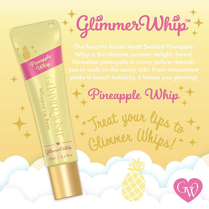 Glimmer Wish Glimmer Whip Hydrating Lip Balm – Moisturizing Lip Care with Organic Oils & Butters – Vegan Lip Moisturizer (Pineapple Whip)