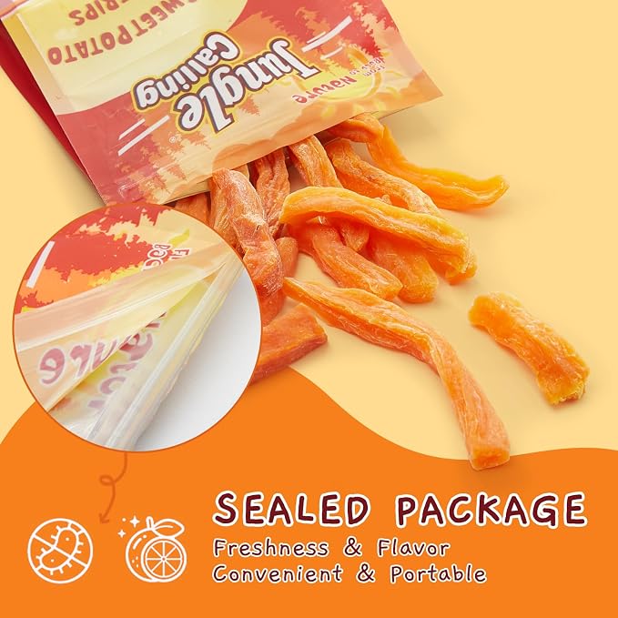 Jungle Calling Sweet Potato Dog Treats, Single-Ingredient Healthy Soft Chew | 100% Sweet Potato, Grain-Free, High Fiber Low Fat Chews for Weight Management, Ideal for Training & Daily Rewards, 10.6 Oz