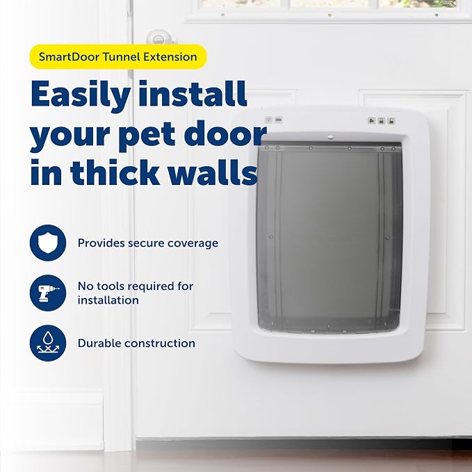 PetSafe SmartDoor Pet Door Tunnel Extension, Medium, ZAC19-17244 | Adds 2 in. Tunnel Depth for Thick Doors/Walls, Fits Medium SmartDoor (ZPA19-17252, PPA00-17254, PPA19-17256)