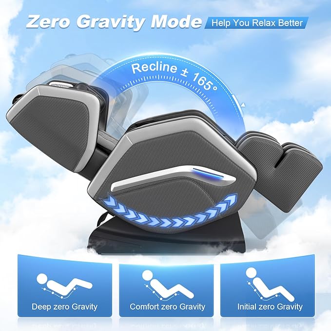 Massage Chair Full Body, Zero Gravity Massage Chair 2025 for Back Fatigue with 10 Fixed Rollers, Airbags, Heating, Phone Controller, Bluetooth Speaker, Nightlights for Living Room, Bedroom