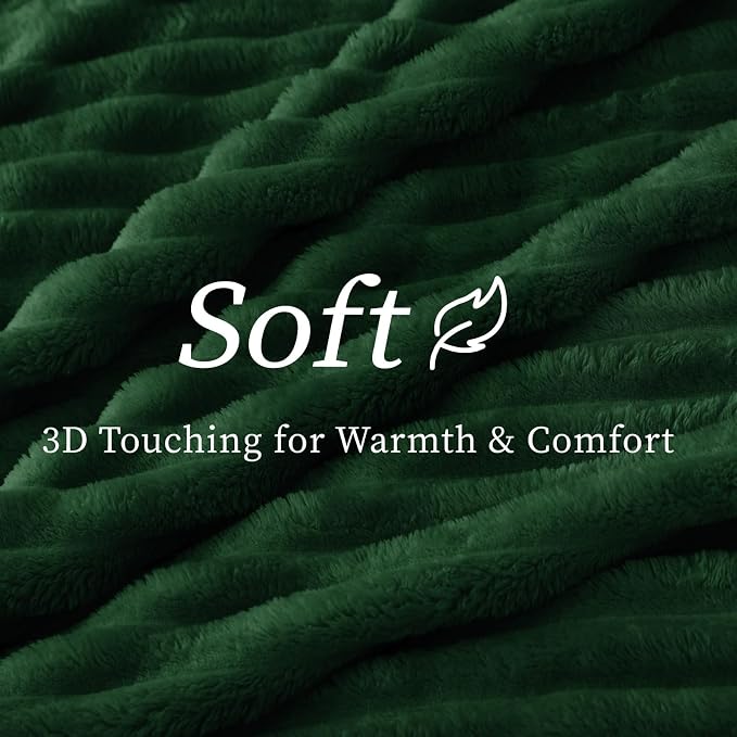 BEDELITE Ribbed Twin Blanket for Couch & Bed, Forest Green, 60"x80" | Ultra-Soft Plush Fleece, Cozy, Warm Yet Lightweight, Ribbed Texture, Home Decor, Machine Washable, Giftable, All-Season Use