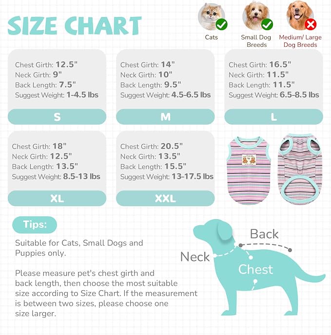 Small Dog Shirts Classic Striped Dogs Cats Clothes, Blue XXL | Soft Pet Tee Shirt, Breathable Dog Outfits with Exquisite Edging, Small Puppy Pajamas Chihuahua Yorki Party Daily Costumes