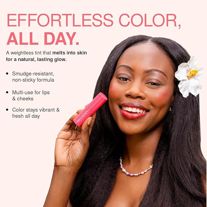 Palladio Jelly Tint, Liquid Stain for Cheeks & Lips, Vivid Color Lip Stain, Lightweight Non-Sticky and Transfer-proof, Natural Finish Makeup, Strawberry Sugar