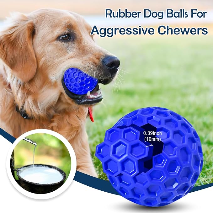 Indestructible Squeaky Dog Ball for Aggressive Chewers, Rubber Interactive Dog Toy for Teething, Relieving Anxiety. Chew Toy for Large, Medium Breeds, Outdoor & Indoor Ball.