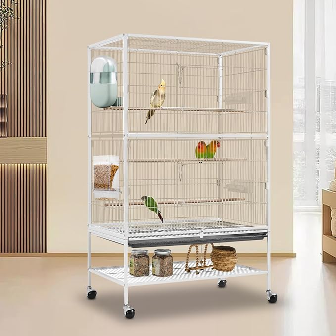 Lemtrflo No Mess Bird Feeder Water Dispenser, Parrot Cage Automatic Feeders | Automatic Feeding & Hydration, Parakeet Cage Accessories for Parrots, Cockatiels, Finches, Lovebirds & Budgies