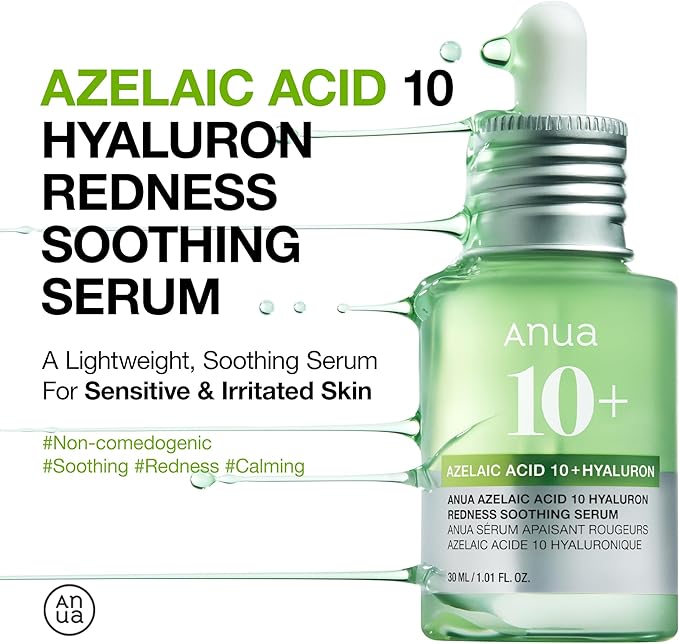 Anua Azelaic Acid Redness Care Duo, Azelaic Acid 3 CICA Skin Clarifying Toner & Azelaic Acid 10 Hyaluron Redness Soothing Serum, Blemish & Redness Care Routine for Sensitive Skin, Korean Skincare