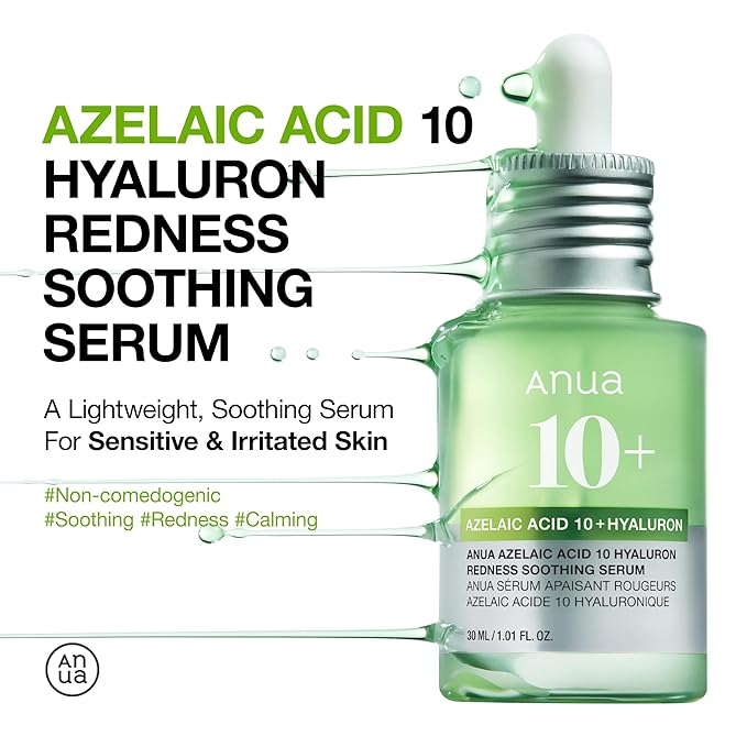 Anua Soothing & Barrier Support Duo, Azelaic acid serum for face with Ceramide barrier moisturizer, Spot Care & Calming Effect, Korean Skincare Set