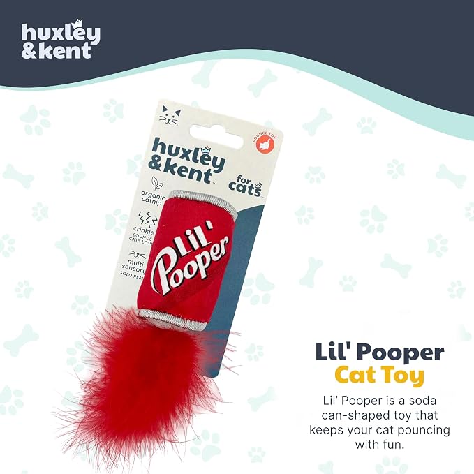 Huxley & Kent Plush Crinkle Catnip Cat Toy, Lil' Pooper