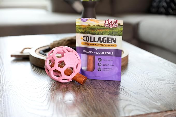 JW Pet HOL-ee Roller Dog Puzzle Ball, Medium 4.5in, Natural Rubber, Pink