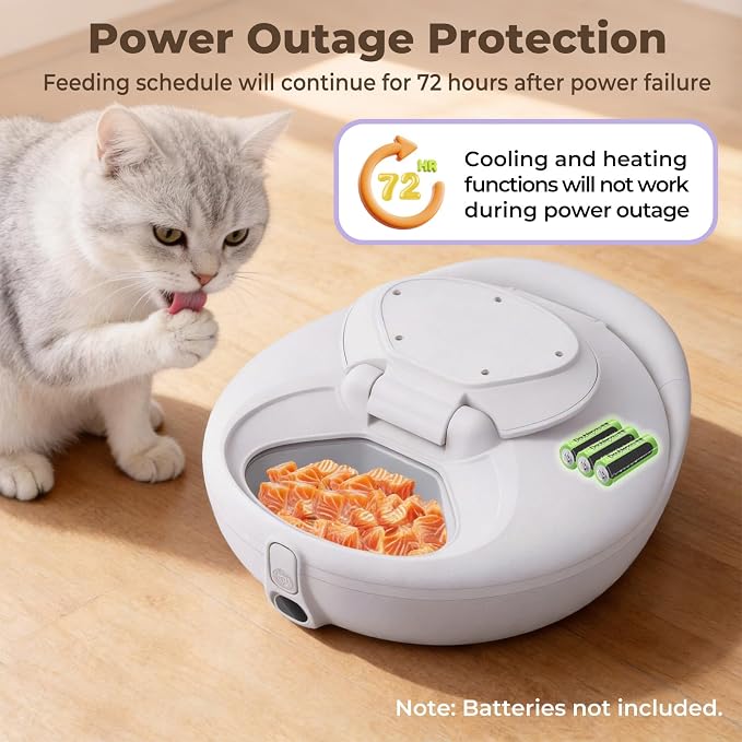 Robotail Automatic Cat Feeder for Wet Food, Smart Dual-Temp Semiconductor Cooling & Heating Auto Cat Feeder with Multi-Function App, 4 Fresh Meal for Cats Small Dog Easy to Clean