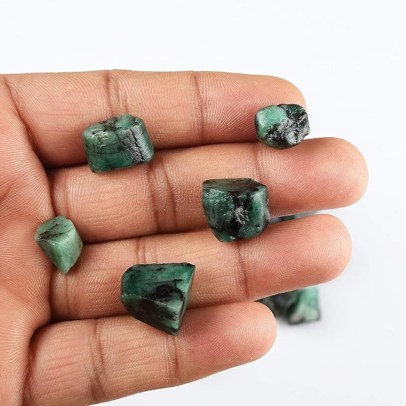50 carats Raw Green Emerald Stone Lot, Rough Gemstone, Natural Crystals, Chakra Crystals, Healing Stones, Wholesale Pack, Jewelry Making Supply, Supply, (5-6pcs)
