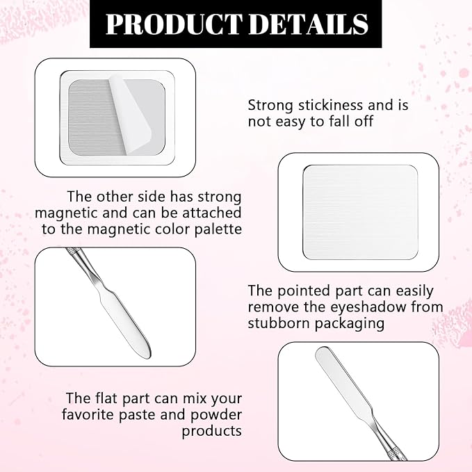 Sumind 101 Pack Metal Stickers for Eyeshadow Palette Set, Includes 1 Makeup Depotting Tool, Adhesive Empty Metal Makeup Colorful Palette Stickers(100 Pcs Square)