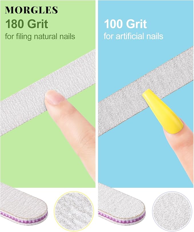Nail Files and Buffers, MORGLES Nail Prep Kit with Emery Boards, Cuticle Remover Tools, Aloe Cuticle Oil for Manicure and Pedicure Shine Kit