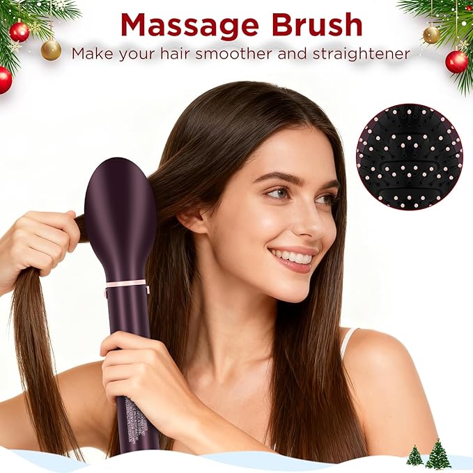 MaxAIR 2.0 7-in-1 Hot Air Styler, Dual Voltage Multi-Styler Set, High Speed Hair Dryer Brush with Air Hair Straightener, 1.1 Inch Auto-Wrap Curlers, 110,000RPM, Shiny Hair, Jasper Plum