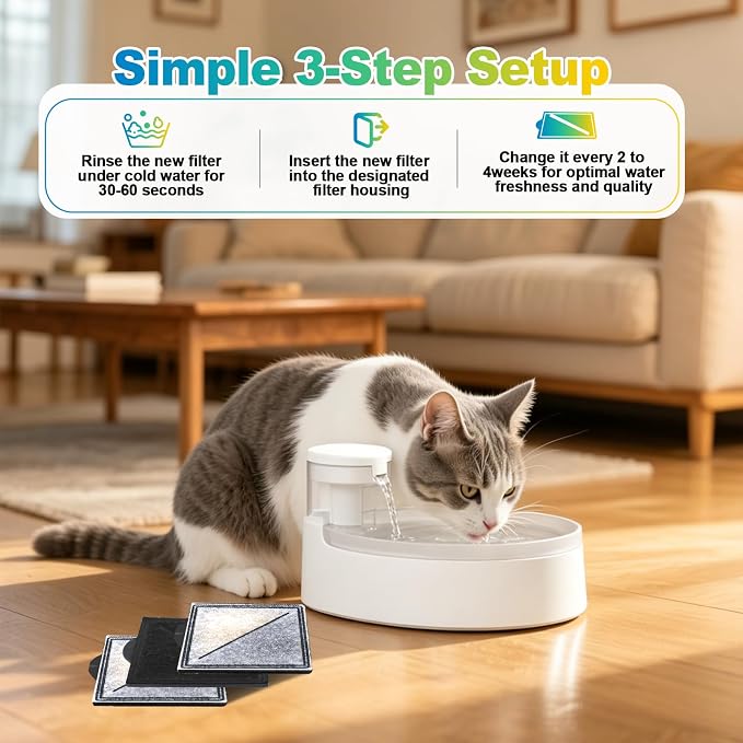 22 Pack Square Pet Fountain Filters Compatible with PetSafe Premier, Ion-X, Outlast Pumpless & Viva, Premium Triple Filtration Replacement Carbon Filters for Cat & Dog Water Fountain
