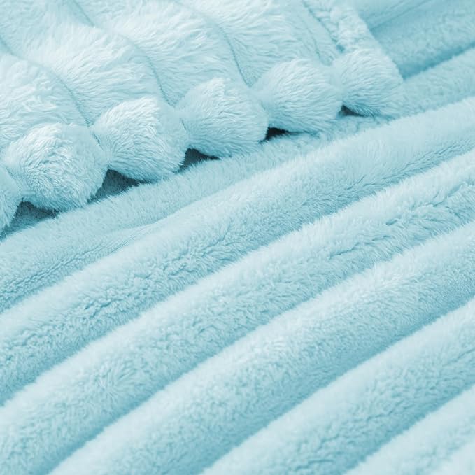 Exclusivo Mezcla Striped King Size Fleece Blanket for Bed, Couch, 90"x104" | Soft Breathable Cozy Bed Blankets, Lightweight Plush Fluffy Fuzzy Jacquard Decorative Blankets