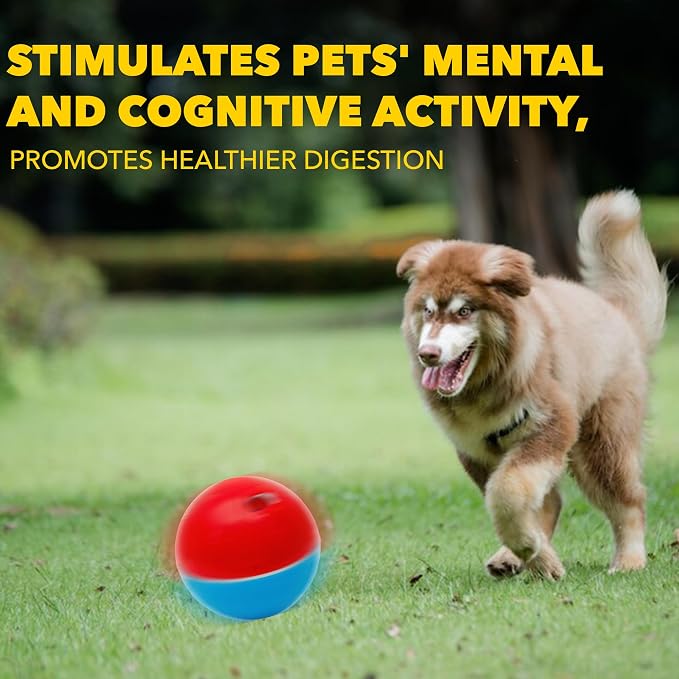amicus - Crazy Ball Treat Dispenser - Pets Treat Ball - Interactive Treat Dispensing PetsToy - Pets Enrichment Toys - Pets Toys to Keep Them Busy - Slow Feeder - 300g/10.5 oz - Red/Blue