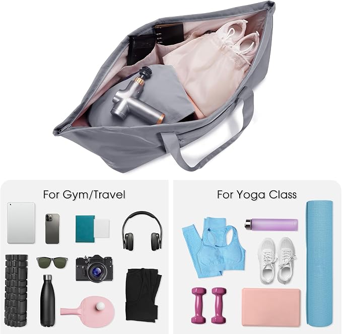 sportsnew Large Yoga Mat Bag with Shoes Compartment and Wet Pocket Ladies Pilates Gym Tote Bag with Yoga Mat Holder Strap for Women Men Workout Carrier Stuff Accessories