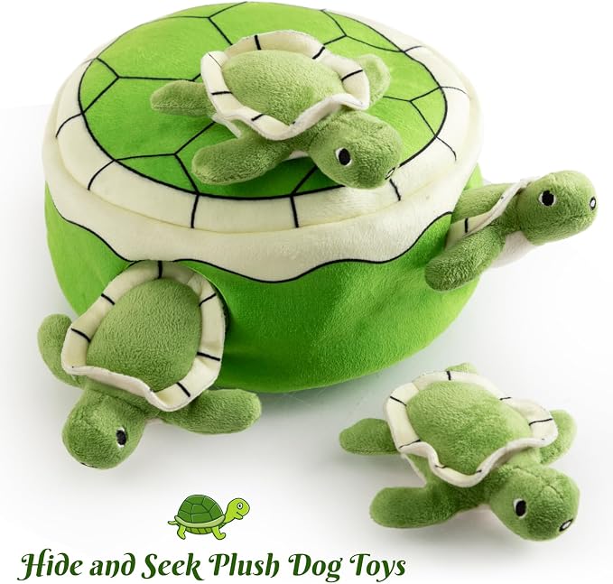 Hollypet Squeaky Hide and Seek Dog Toys for Small and Medium Dogs, Turtle