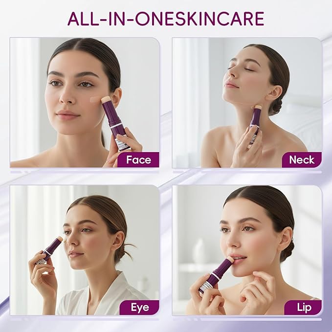 Cementerre Calcium Multi Balm Stick, Korean Calcium Volume Multi Balm, Collagen Moisturing Stick, Anti-aging, Wrinkles, Sagging, Hydrating, Firming Skin, Suitable for Eyes, Face & Neck-Purple