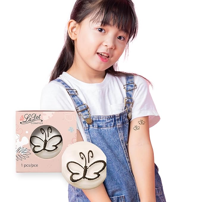 LaDot Temporary Tattoo Stamp– Easy-to-Use Reusable Ceramic Skin Stamp for Creating Custom Temporary Tattoos – Fun Body Art Tool for Parties, Events, and Festivals (Butterfly, Small)