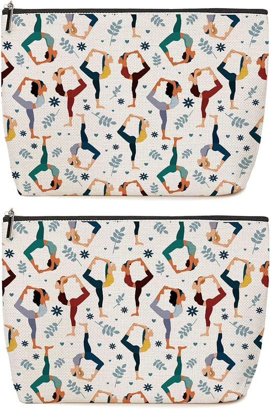 Lovdazzles 2pcs Yoga Gifts for Women Makeup Bag Yoga Accessories for Women Cosmetic Bag, Instructor Teacher Toiletry Accessories Organizer Pilates Gifts for Girls Teachers Friends Sisters