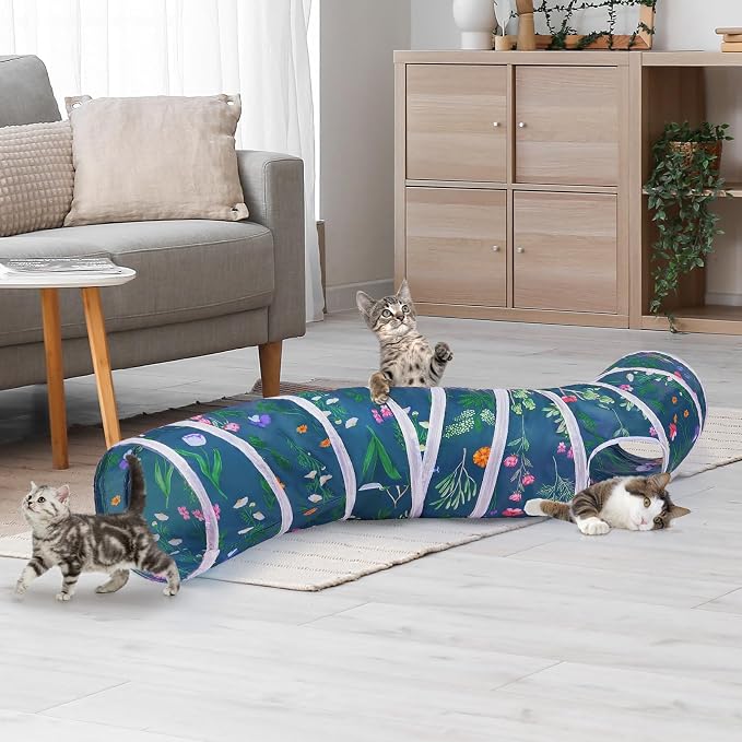 Glittme S-Shape Cat Tunnel, Foldable Cat Tunnels for Indoor Cats