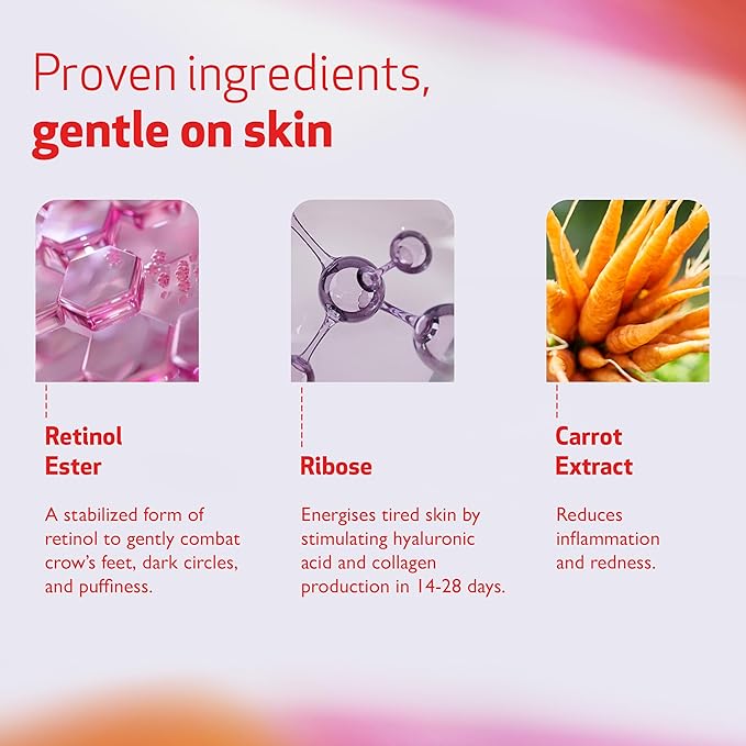 INDEED Labs Retinol Reface | Anti-Aging Under Eye Cream with Retinol | Targets Crow’s Feet, Wrinkles, & Dark Circles | with Ribose, Honey Locust Seed, & Carrot Extract to Smooth & Brighten, (15mL)