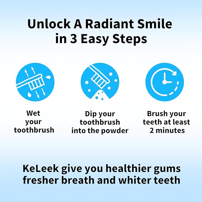 KeLeek 7 Benefits Hydroxyapatite Remineralizing Tooth Powder Toothpaste - Bee Wasp Venom Teeth Whitening Powder - Lemon Mint Flavor -1.760Z